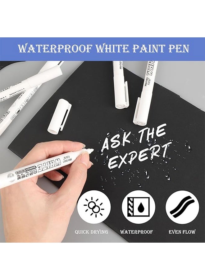 6 Pcs White Marker Paint Pens,for Wood, Water-Based White Markers for Art Projects Drawing, Rock, Stone, Ceramic, Glass, Wood, Plastic, Metal DIY - Image 3